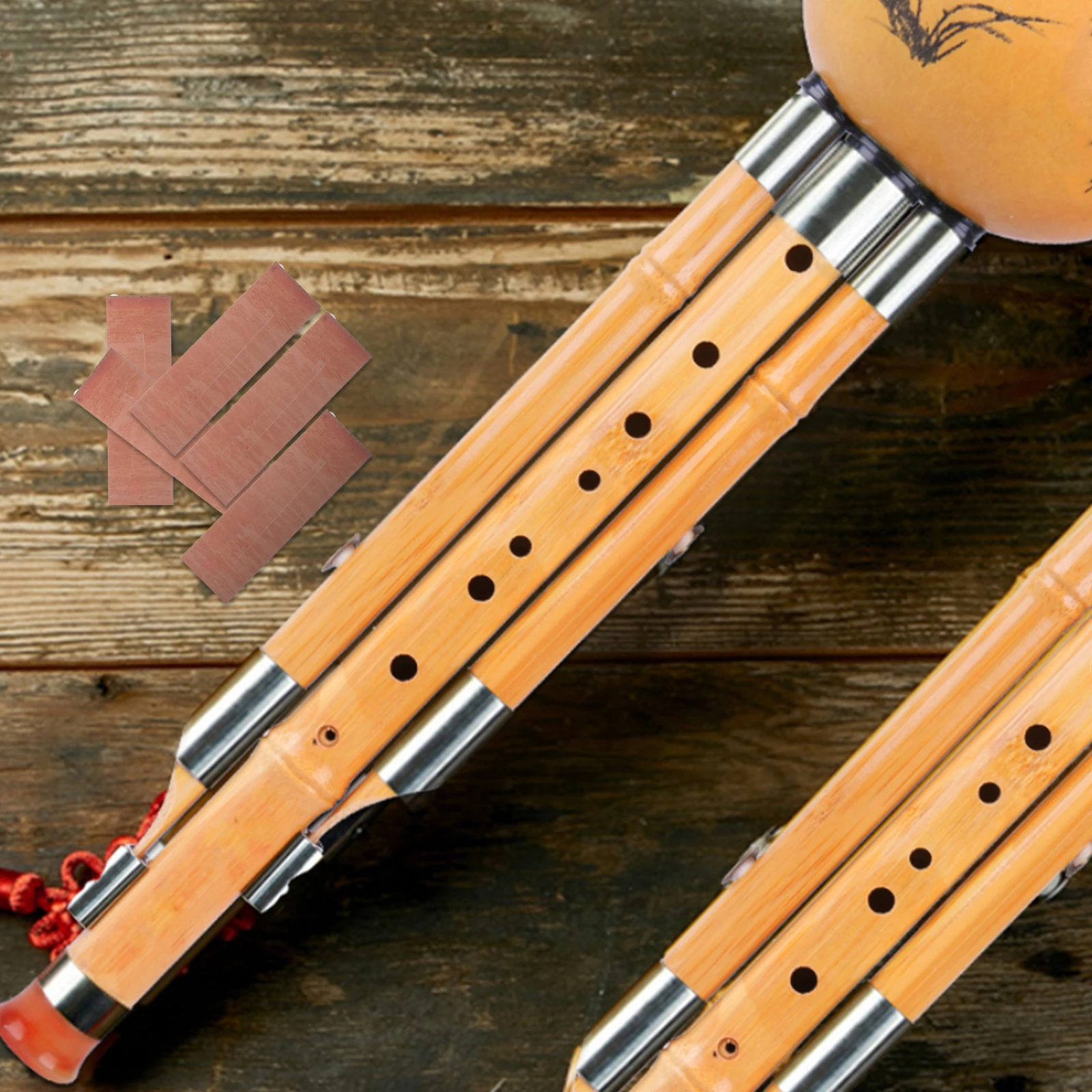 

5Pcs Cucurbit Flute Reed Brass Premium Tuning Accessories Musical Instrument Parts Supplies Cucurbit Flute Reed