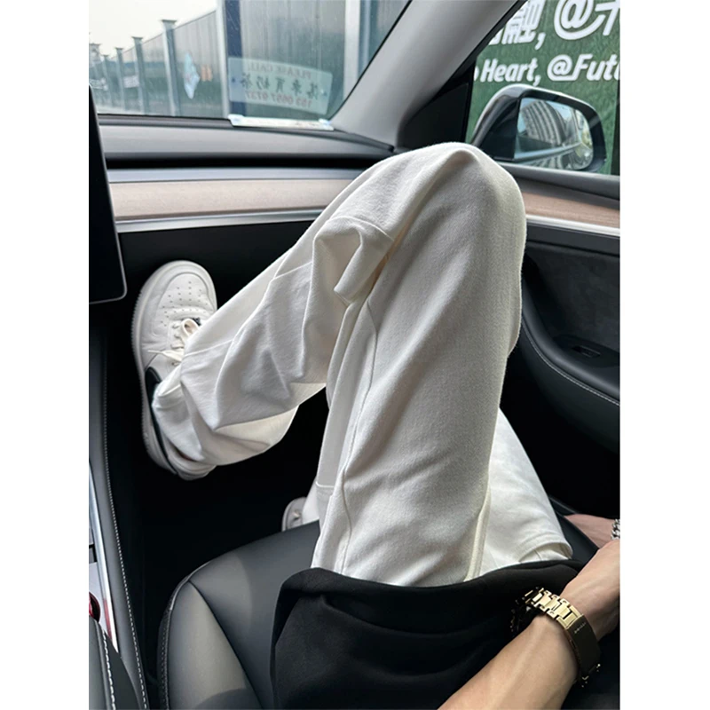 

Elastic Straight Leg Jeans Men's Summer Thin American Cleanfit Casual Pants Pearl White Trendy Jeans Youth ular Sle