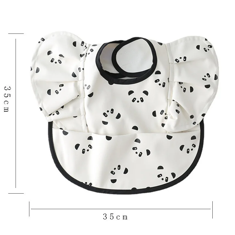 INS Nordic Style Baby Bibs Waterproof Short Sleeve with Pocket Feeding Waterproof Bib Easy Clean Cute Elephant Bibs Soft PU