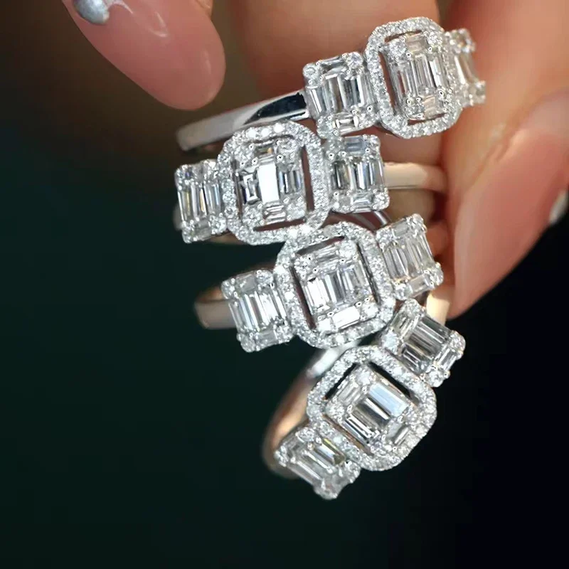 Huitan Silver Color Wedding Rings for Women AA Cubic Zirconia Modern Fashion Engagement Party Female Accessories Luxury Jewelry
