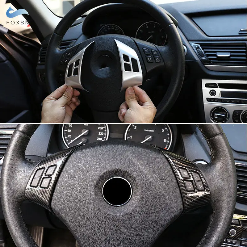 

ABS Chrome /Carbon Texture Steering Wheel Panel Switch Button Frame Cover Trim For BMW X1 E84 2010-2013 3 Series E90 2005-2012