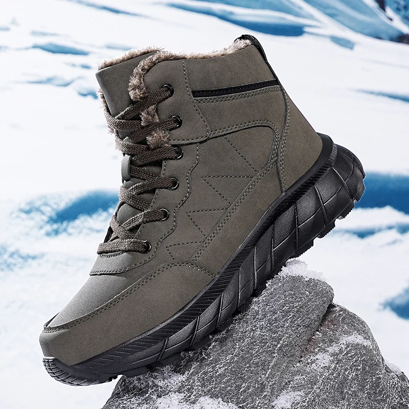 

Winter Outdoor Snow Boots Men's Velvet Thickened Warm Waterproof Cotton Boots High-Top Large Size Cotton Shoes Men's Non-Slip Sh