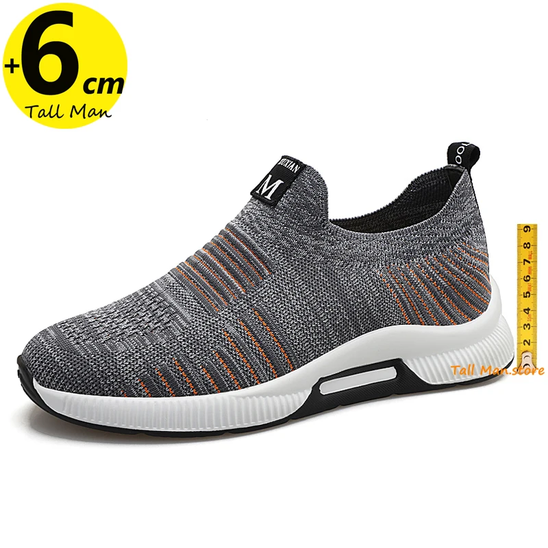Loafers Summer Men Sneakers Elevator Shoes Height Increase Insoles 6CM Man Mesh Daily Life