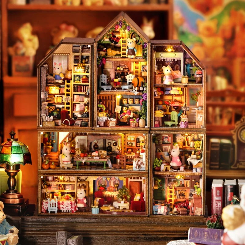 

Diy House Wooden Doll House Miniature Building Blocks Town Kits With Furniture Lights Dollhouse Toys For Adults Birthday Gifts