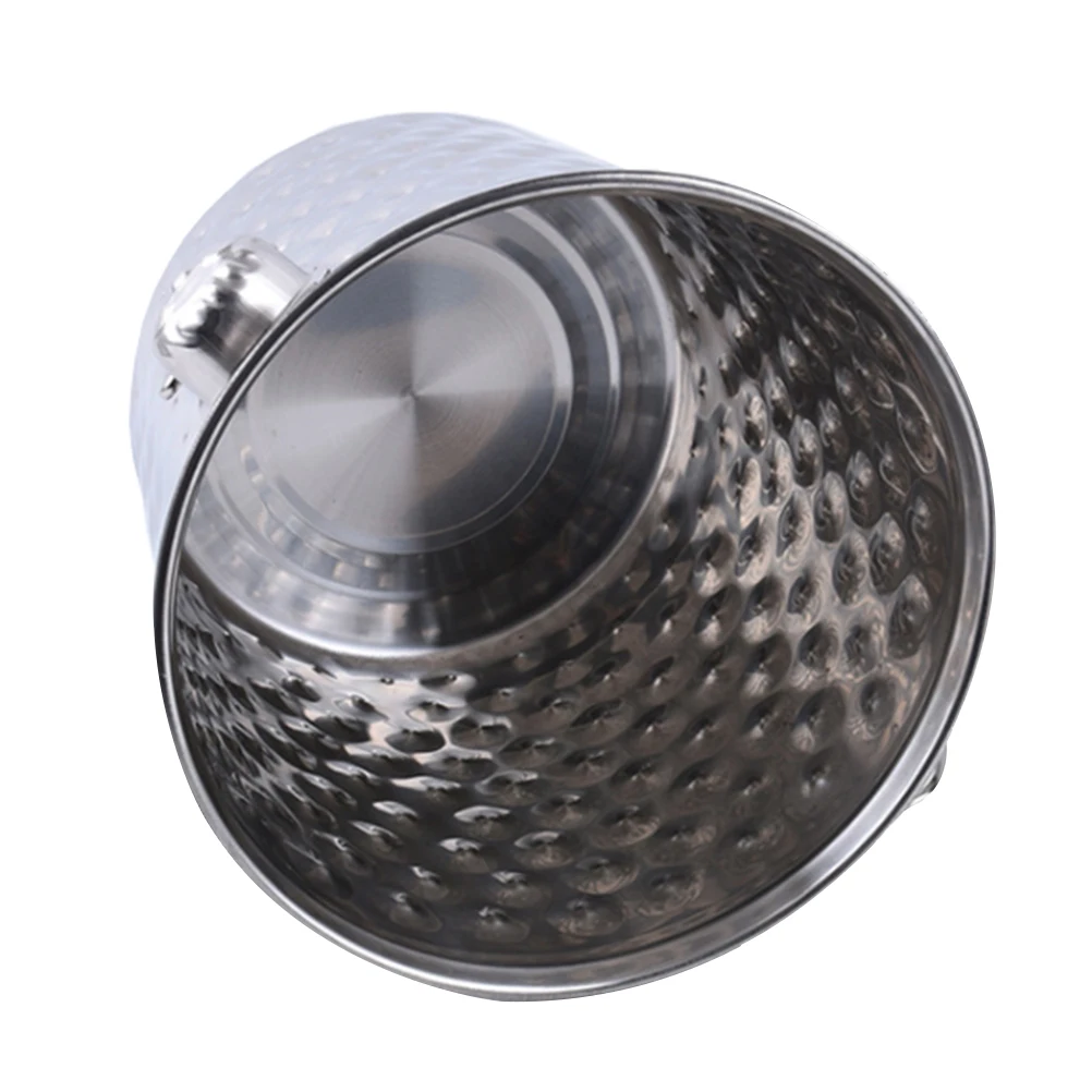 

Stainless Steel Bucket for Beer Chilling Home Bar Red Bucket Party Use Silver Metal Cube Storage Cooling Box