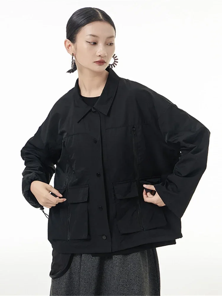 XITAO Vintage Jacket Fashion Pocket Single Breast Full Sleeve 2024 Spring Minority Loose Solid Color Jacket Coat WLD8999