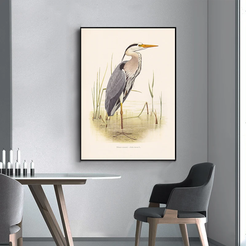 خمر عش الطيور وبيض الطيور المشارك أصفر البومة Cested تيط الطيور الطبيعية يطبع حائط لوح رسم صورة ديكور غرفة المنزل