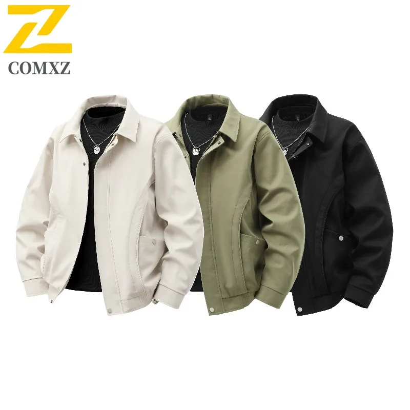 

COMXZ 2025 Mens Jacket Plus Size Stand Collar Outdoor Travel Camping Hiking Windbreaker Jackets Spring Autumn Slimming Coat