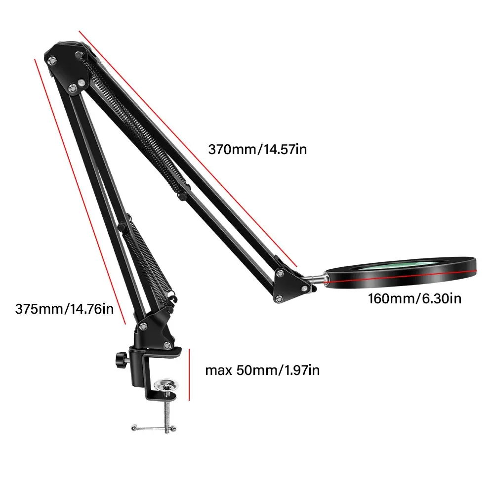10-fache beleuchtete Lupe mit USB, 3 Farben, 72 LED-Beleuchtung für Lötarbeiten, Reparaturen, Tischlampe, Lesen, Hautpflege und Schönheitsanwendungen – Detail 13