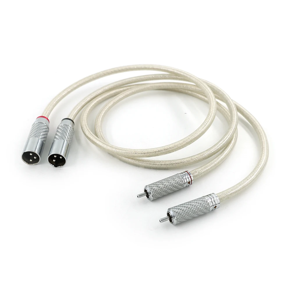 زوج ربط RCA-XLR من فئة البث - فضي-OCC ثلاثي الحماية مع أطراف ألياف الكربون (رفض الضوضاء المتوازن) #3