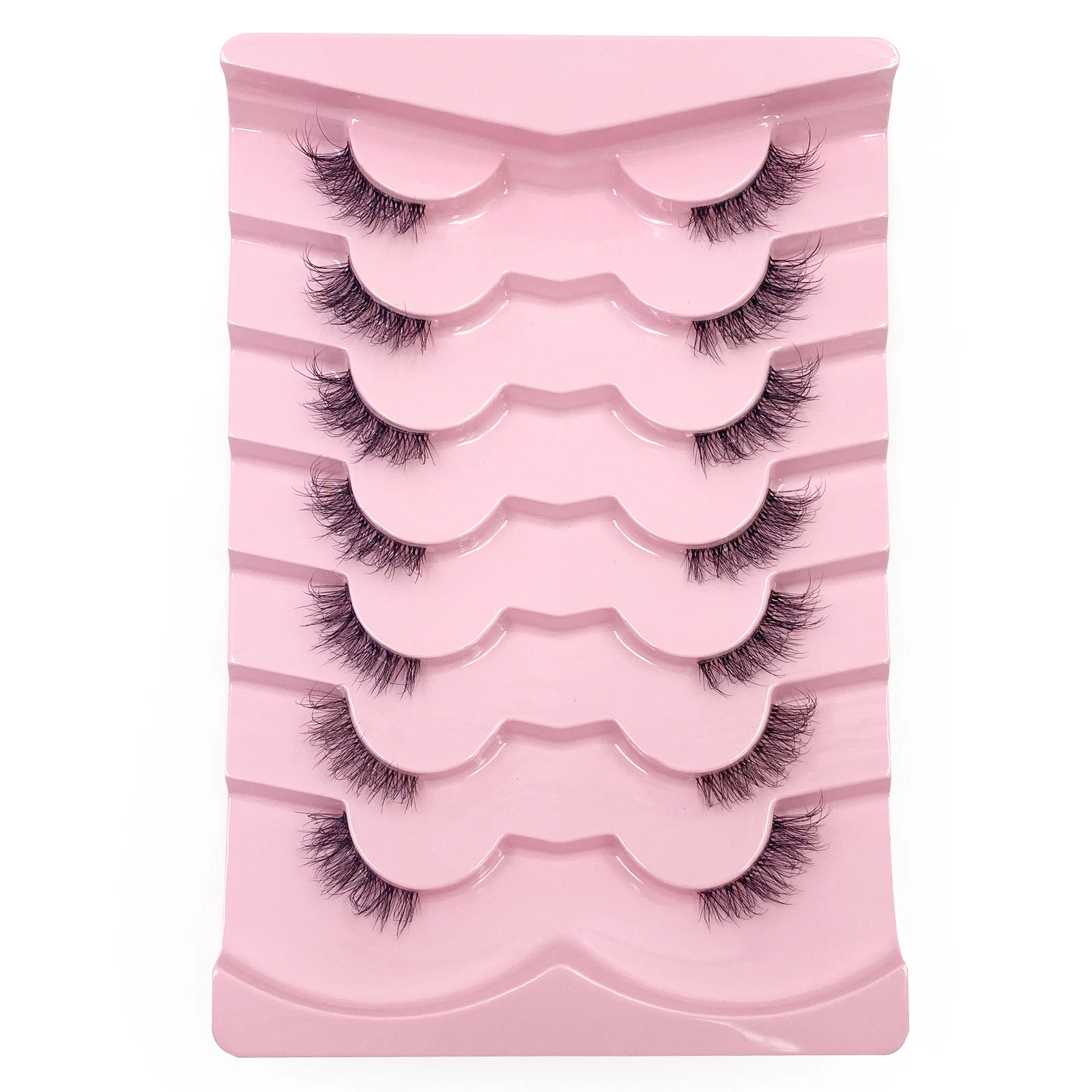 New 7Pairs Half Fake Eyelashes Manga Lashes Soft Natural Cat Eye Lashes Makeup Tool Extension Clear Band Lashes