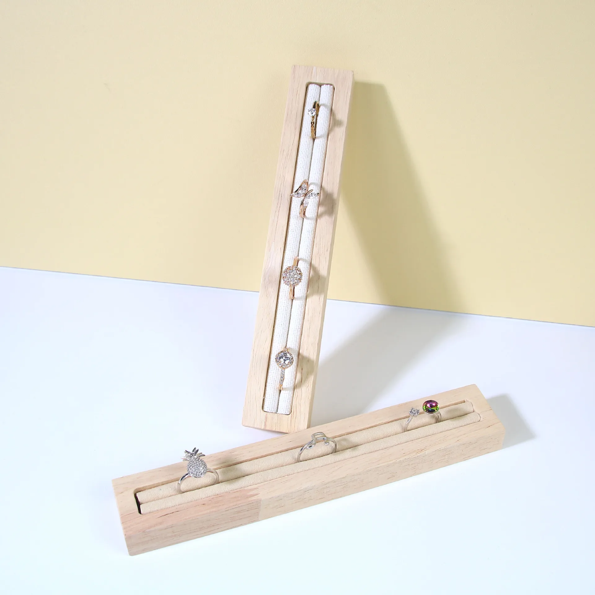 1 Pcs  Rings Wooden Display Stand Rectangular Shape For Rings Storage Jewelry Packaging Display For Daily Rings Jewelry Storage