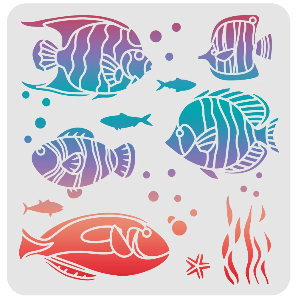 Tropical Fish Stencil Fish Stencils for Painting Reusable Sea Animal Stencil Sea Creature Stencil for Paint on Wood Tile Paper