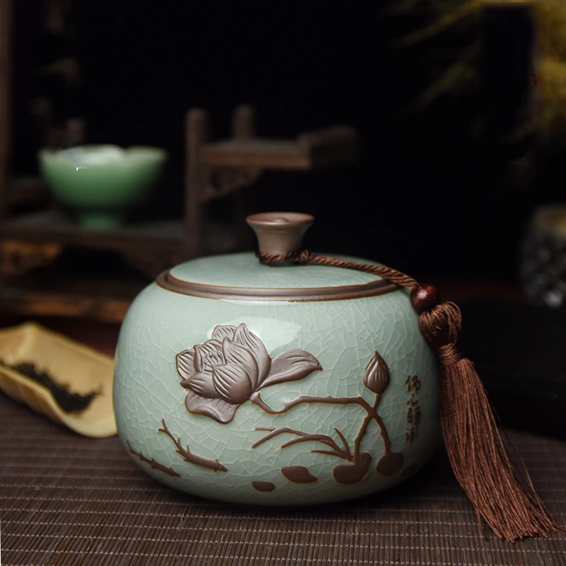 

Tea Tins with LidsCeramic Airtight Jars Celadon Storage TinsTea Bag BoxesTea ContainersTea Bag Storage BoxesTea Accessories