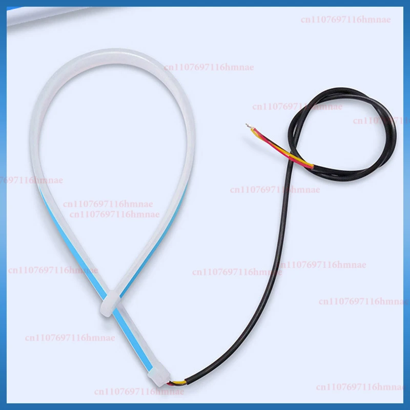 2 قطعة LED سيارة DRL النهار تشغيل ضوء مرنة شريط مقاوم للماء 12 فولت السيارات المصابيح الأمامية الأبيض بدوره إشارة أضواء تدفق الفرامل الصفراء #4