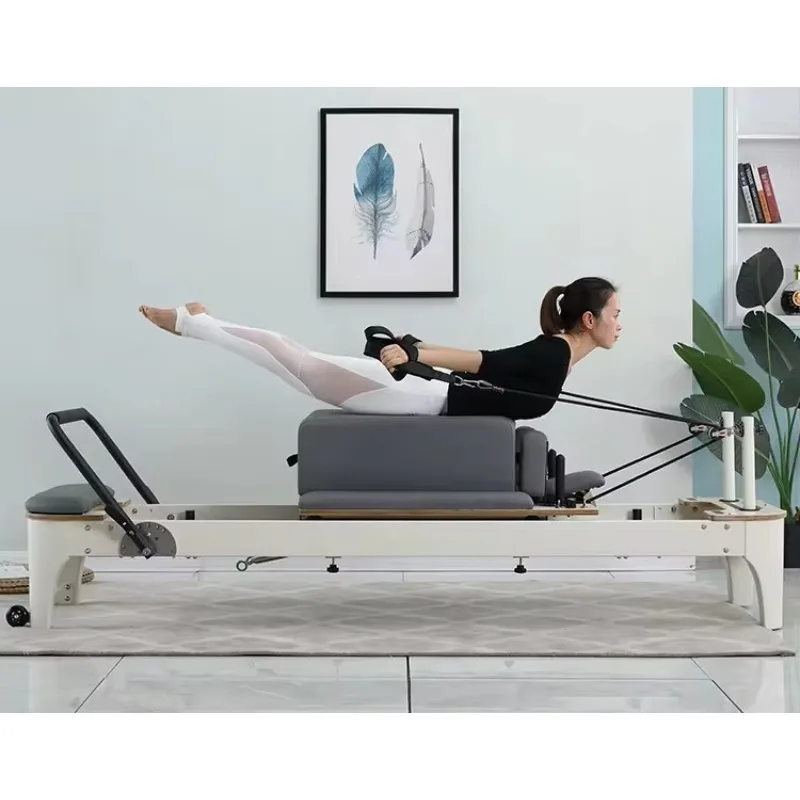 Pilates Equipment Gym Core Bed Solid Wooden Studio Fitness Yoga White Wooden Pilates Reformer