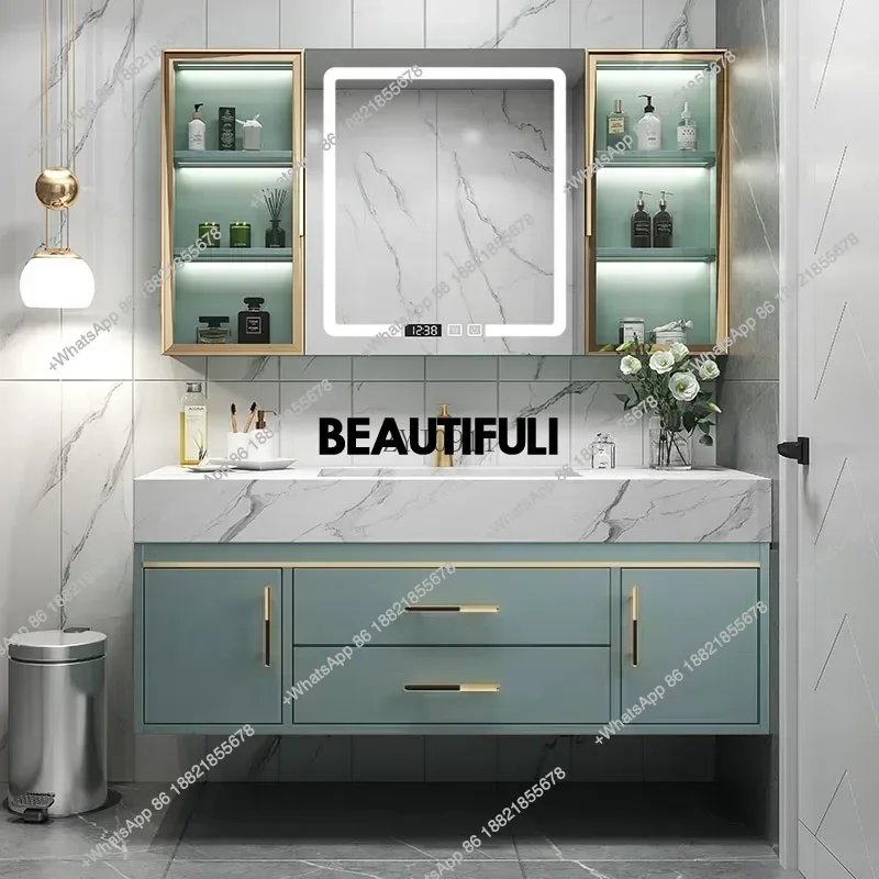 

Bathroom Storage Wall Column Shelf Multifunction Home Furniture Space Saving Salon Station Locker Mirrors Sinks