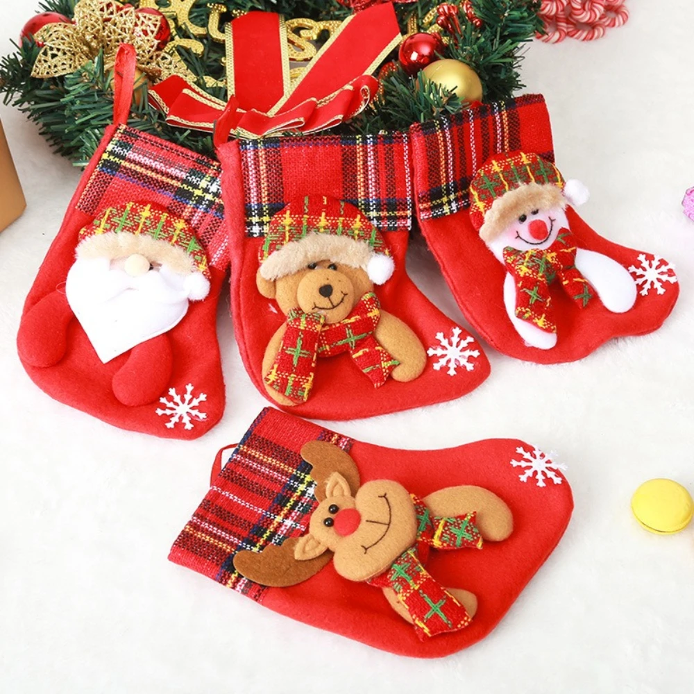 

1pc Christmas Decorations Stockings Christmas Gift Candy Bags Santa Claus Stockings Decor Christmas Tree Pendants Drop Ornaments