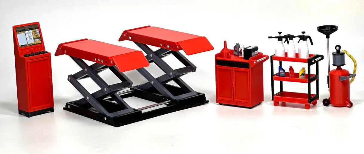 Diorama 1/18 Zestaw do naprawy garażu samochodowego Tuning Warsztat Akcesoria Model wyświetlacza sceny 9 SZTUK