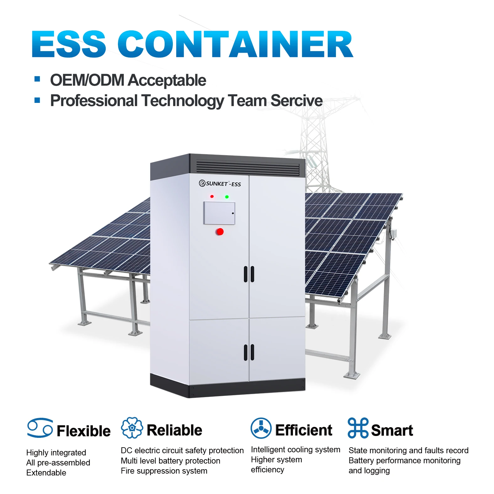 HV Lifepo4 Lithium Ion Batteries 100Kwh 120Ah Energy Storage System Bess Battery Container 50kW INVERTER /100kWh BATTERY