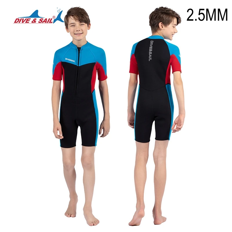 

2.5MM Neoprene Short Sleeve Snorkeling Surfing Keep Warm Snorkeling Diving Suit For Kids Scuba Drifting Bathing Swim WetSuits