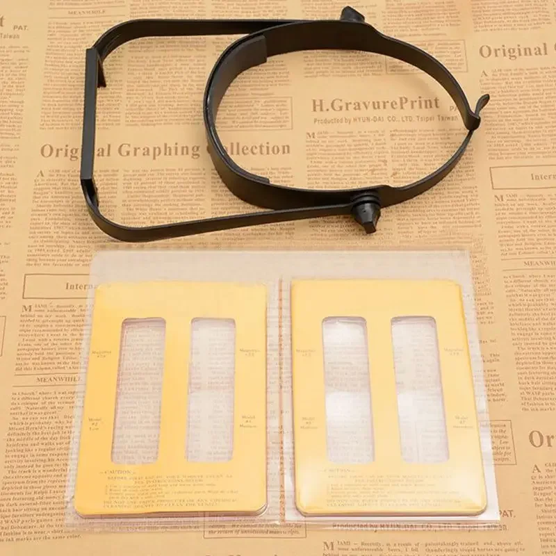 Lupa z pałąkiem na głowę Lupa montowana na głowie z 4 soczewkami akrylowymi (1,6X, 2X, 2,5X, 3,5X) Okulary powiększające do czytania dla seniorów