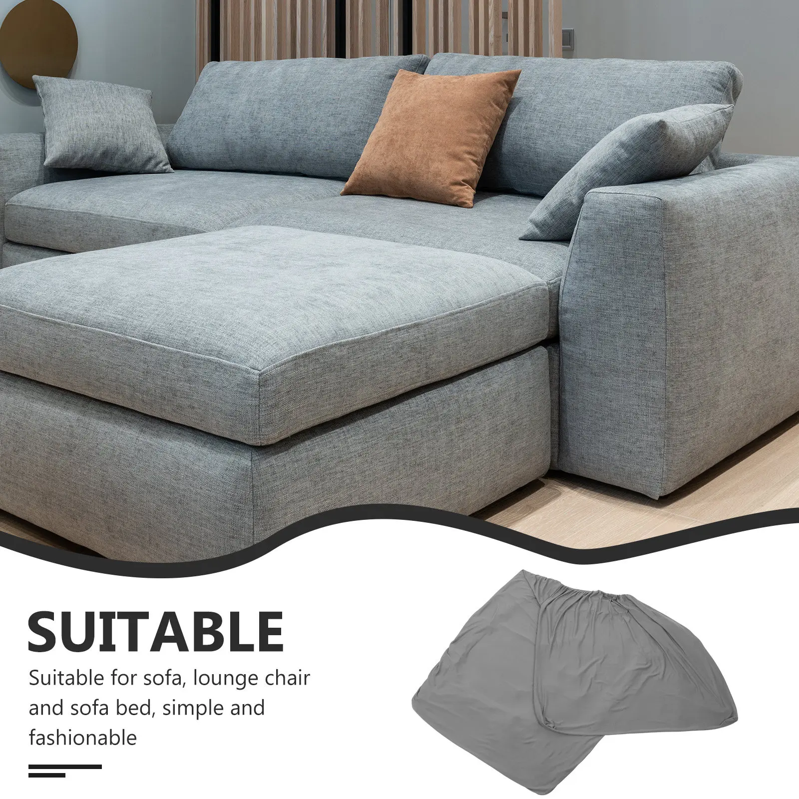 High Stretch Grey Armless Chaise Lounge Slipcover Minimalist One-Piece Non Slip Sofa Cover Living Room Furniture Protector Pet