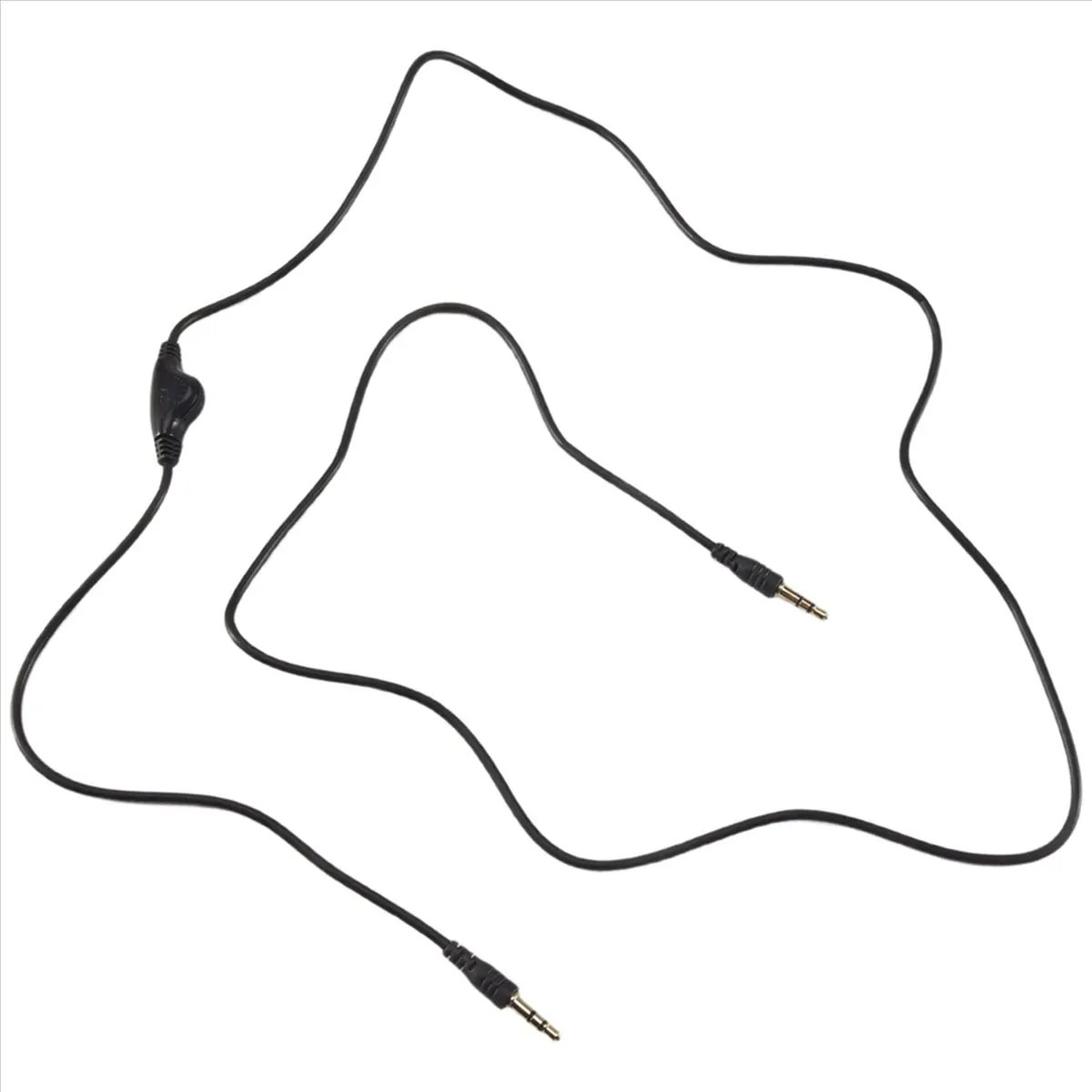 *N21R 2Pcs 3.5mm M/M Stereo Headphone Audio Extension Cable Cord With Volume Control Black