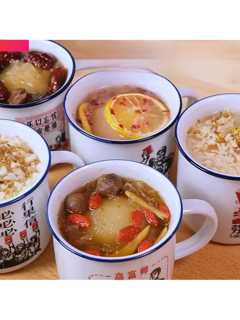 

Большая эмалированная кружка с крышкой для приготовления жареной груши, винтажная печь, чайник, специальная кружка для десертов, эмалированная кружка для глюкозы и снежной груши