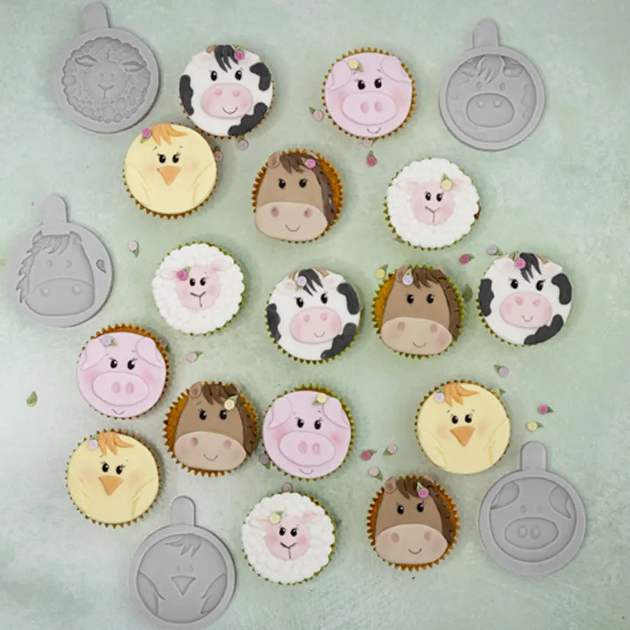 Farm Animal Faces Silicone Mould Fondant Cake Tool Gumpaste Mould, Sugarcraft, Chocolate Forms,Kitchen Accessories