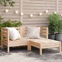 VidaXL garden sofa 2-seater with stool solid wood pine