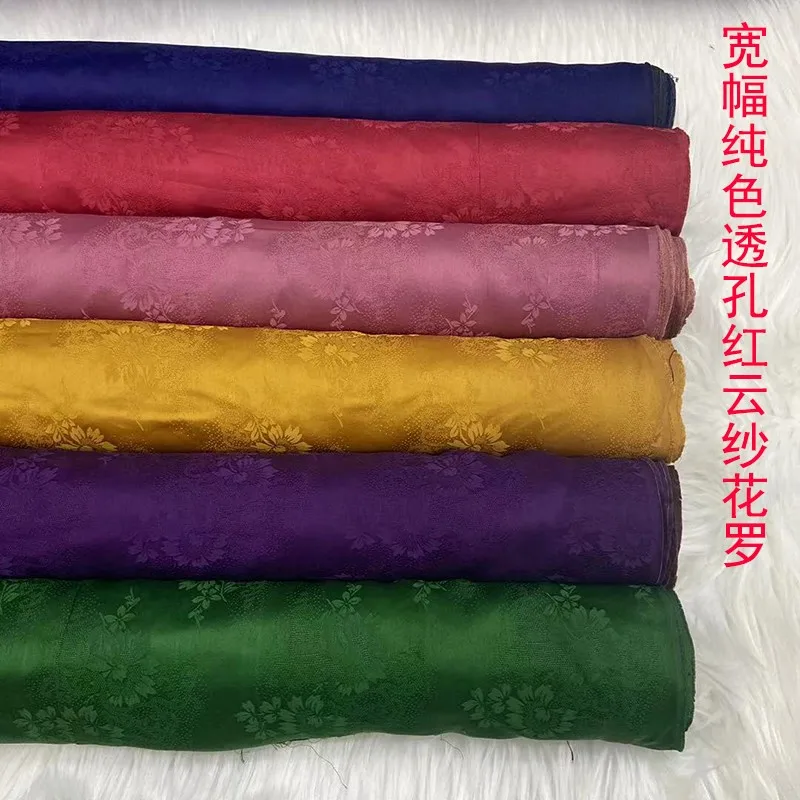 

140cm wide width pure color brocade gauze clothing cheongsam fabric through the perforated silk