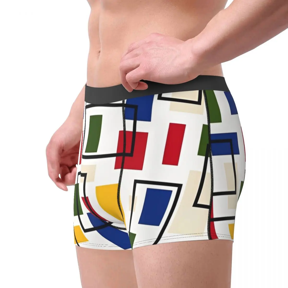 بيت موندريان نمط الملابس الداخلية طباعة Boxershorts رجل ساخن السروال مثير الملاكم موجز هدية عيد ميلاد #3