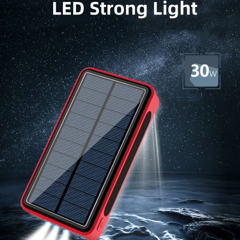 

Large Capacity Fast Charging Solar Power Bank Four USB for iPhone 15 Samsung Xiaomi Portable Powerbank 50000mAh External Battery