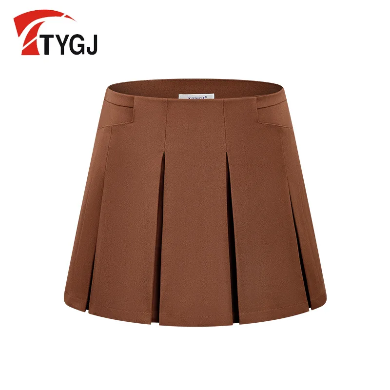 TTYGJ High-waisted Golf Skirt for Women Anti-exposure A-line Skirt Ladies Solid Pleated Skorts Girls Autumn Winter Golf Culottes