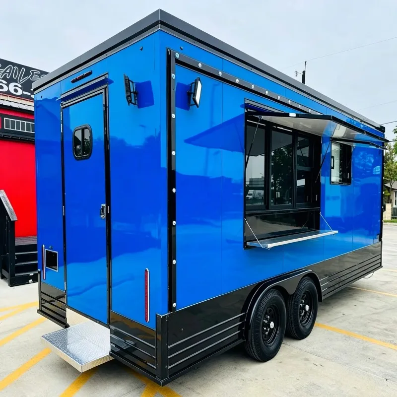 Custom Food Truck Trailer Fully Equipped Mobile Coffee Trailer with Refrigerator Oven for Selling Coffee, BBQ, Hod Dog Ice Cream