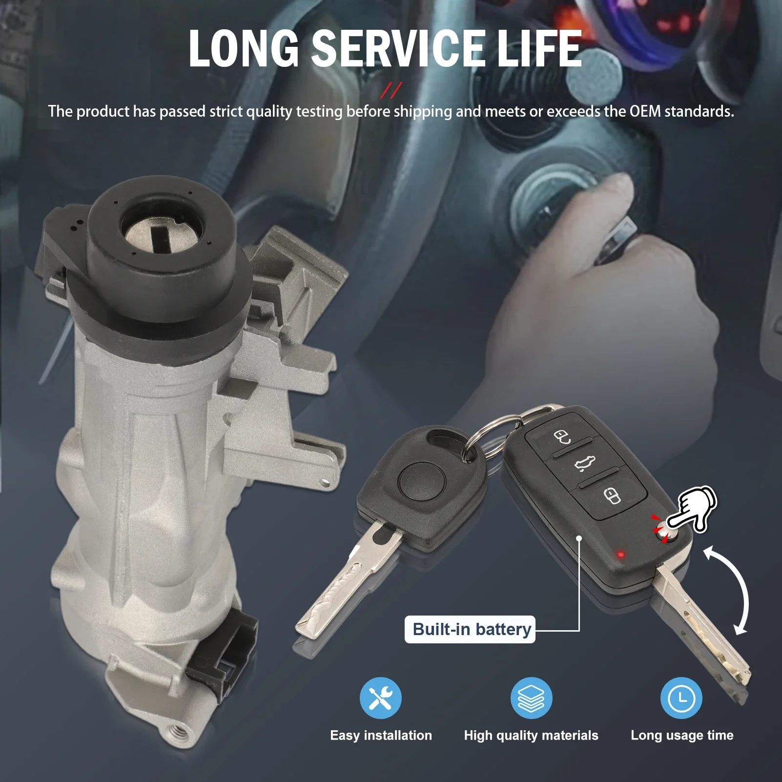 

Замок зажигания в сборе с ключом 1K0905865 для Golf 5 MK5 MK6 Caddy EOS TT Seat Leon Toledo Altea A3 1K0905851B