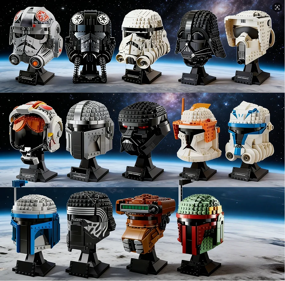 

724PcsTIE Fighter Helmet Building Blocks Set Compatible with 75274 Collectible Model Kit for Kids Adults Christmas Birthday Gift