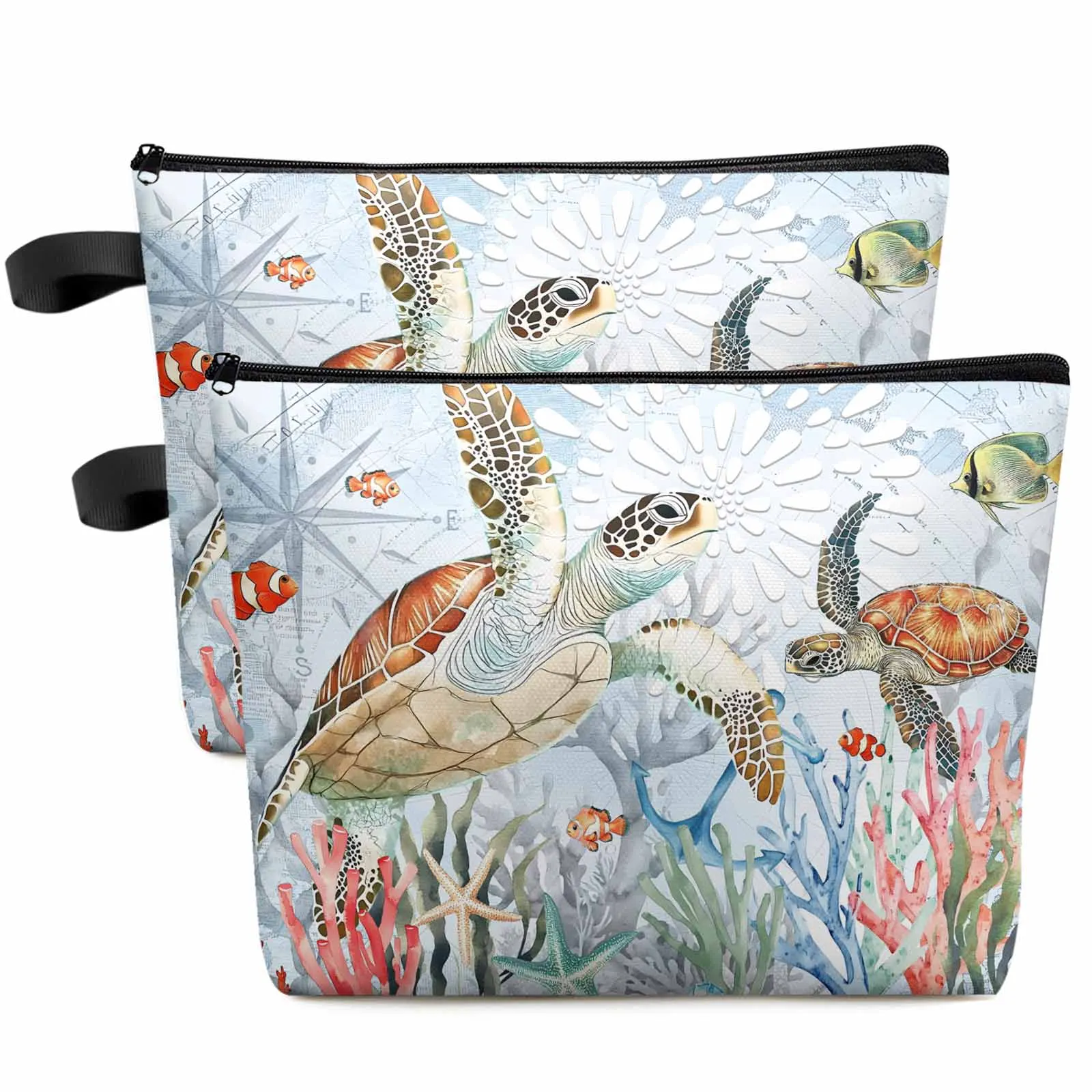

Ocean Turtle Coral Starfish Makeup Bag Pouch Travel Essentials Lady Women Cosmetic Bags Toilet Organizer Storage Pencil Case