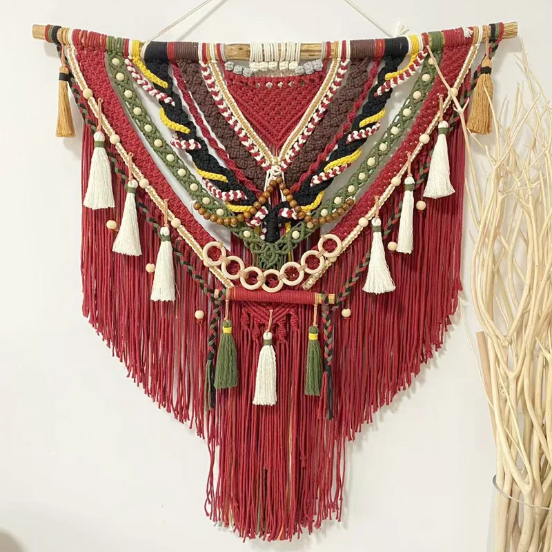 Exotic style tapestry hand-woven bed and breakfast bedside background decoration American tapestry fringed tapestry
