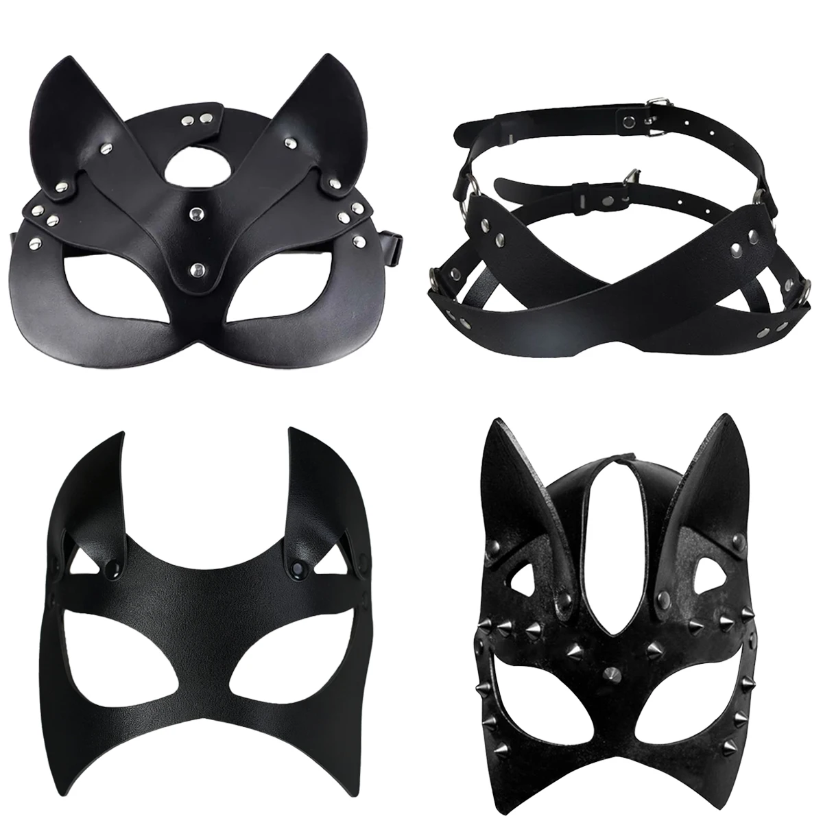 PU PU Leather Mask, Punk Pu Leather Kitty Mask Play Mask, Unisex Costume Party Halloween Mask Character Play Toy Mask. - Aliexpress Deal