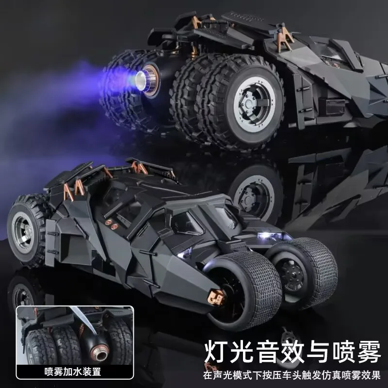 1:18 batmobile tumbler liga de metal carro diecast veículo de brinquedo modelo de carro som & luz slide spray caminhão brinquedos para crianças presente birthda