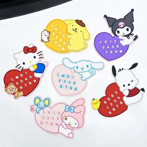 

Korea Original Sanrio Parking Number Plate Melody Kuromi Cinnamoroll Pompom Purin Pochacco Keroppi Car Interior Decoration Toys