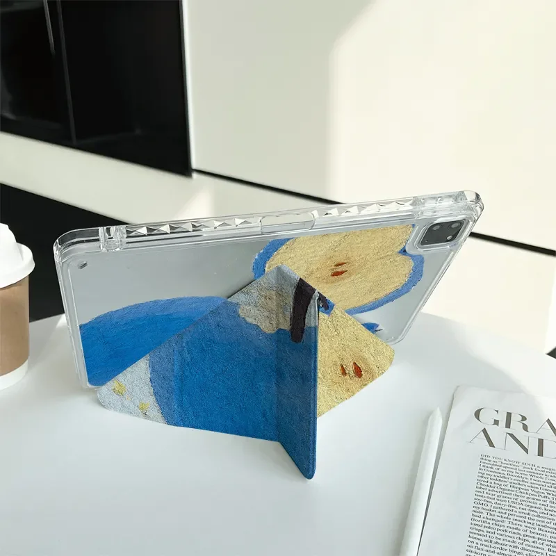 Summer Fresh Blue Apple Fruit Cartoon Design - For iPad Case iPad 11 A16 Air 7 Pro Mini 6 10 9 8 5 4 (10.2”) - 3+Y Fold Cover