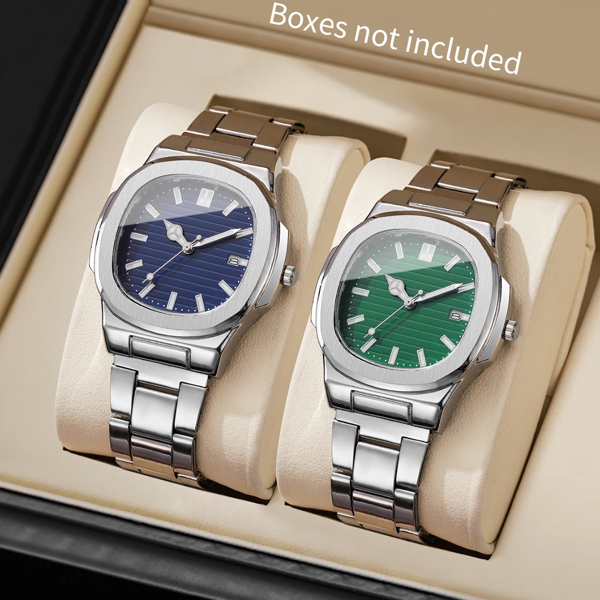 2/4PCS Luxus Männer Business Uhren Set Fashion Square Zifferblatt Quarz Armbanduhr mit Kalender Reloj Mujer (ohne Box)