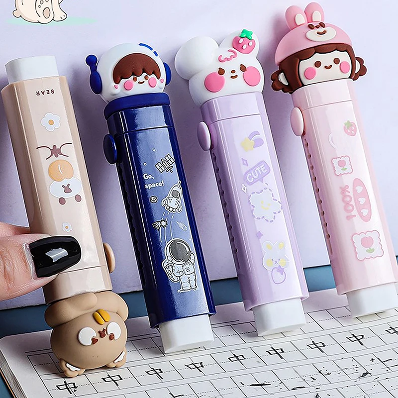 Cat Paw Shaped Erasers Retractable Pen Eraser Stick And Refills Cute Rubber For Kids Students School Office Stationery Cat