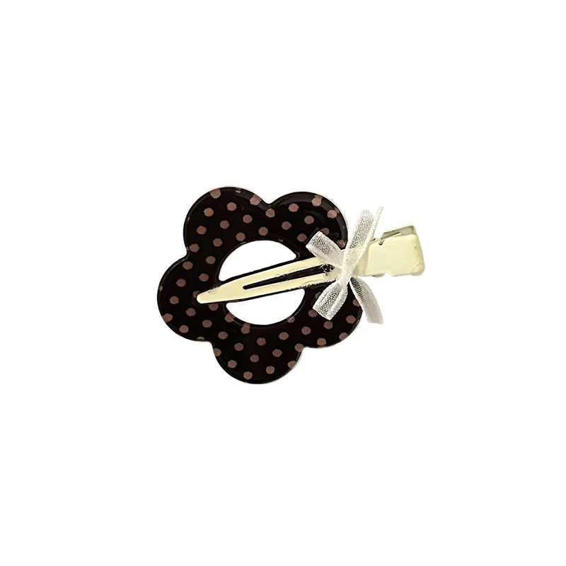 Black Polka Dot Bow grampos de cabelo para mulheres, moda, bonito, Traceless, Bangs Clip, Headwear, Hairpin, acessórios