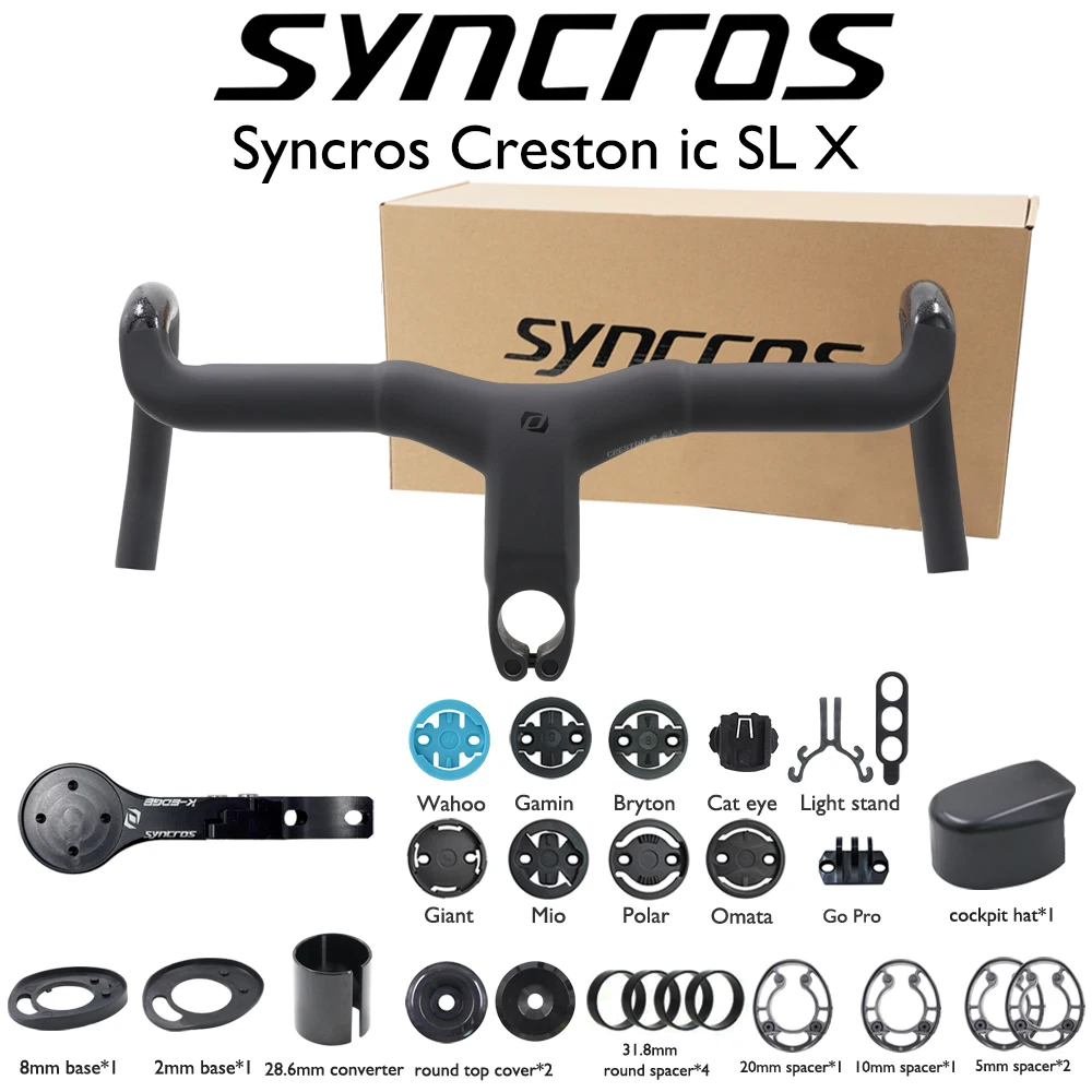 Cockpit Integrado Syncros Creston Layup iC SL X Carbon UD para Bicicleta SCOTT Addict Gravel 16 ° Flare 60/115mm, Alcance/Desplazamiento 380-440mm, Ancho