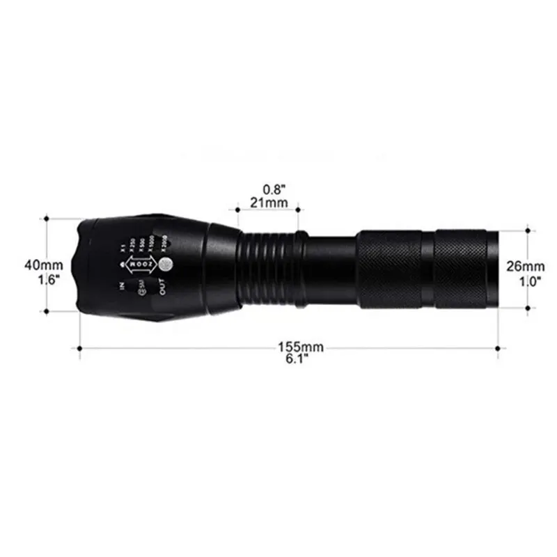 A100 Outdoor LED Flashlight Rechargeable Zoom Mini Power Torch