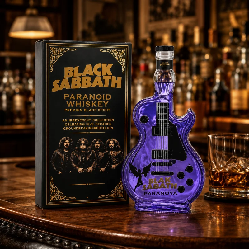 Black Sabbath Guitar Shaped Glass Decanter 350ml Purple Whiskey Bottle Rock Music Bar Decor Gift